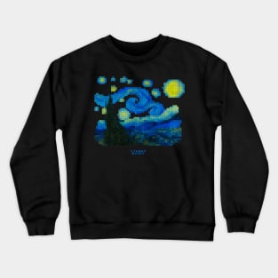 PixelArt the Starry Night by Vincent Van Gogh Crewneck Sweatshirt